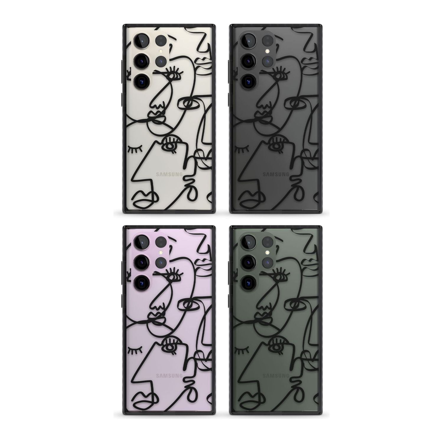 Abstract Continuous Line Faces Black on Clear