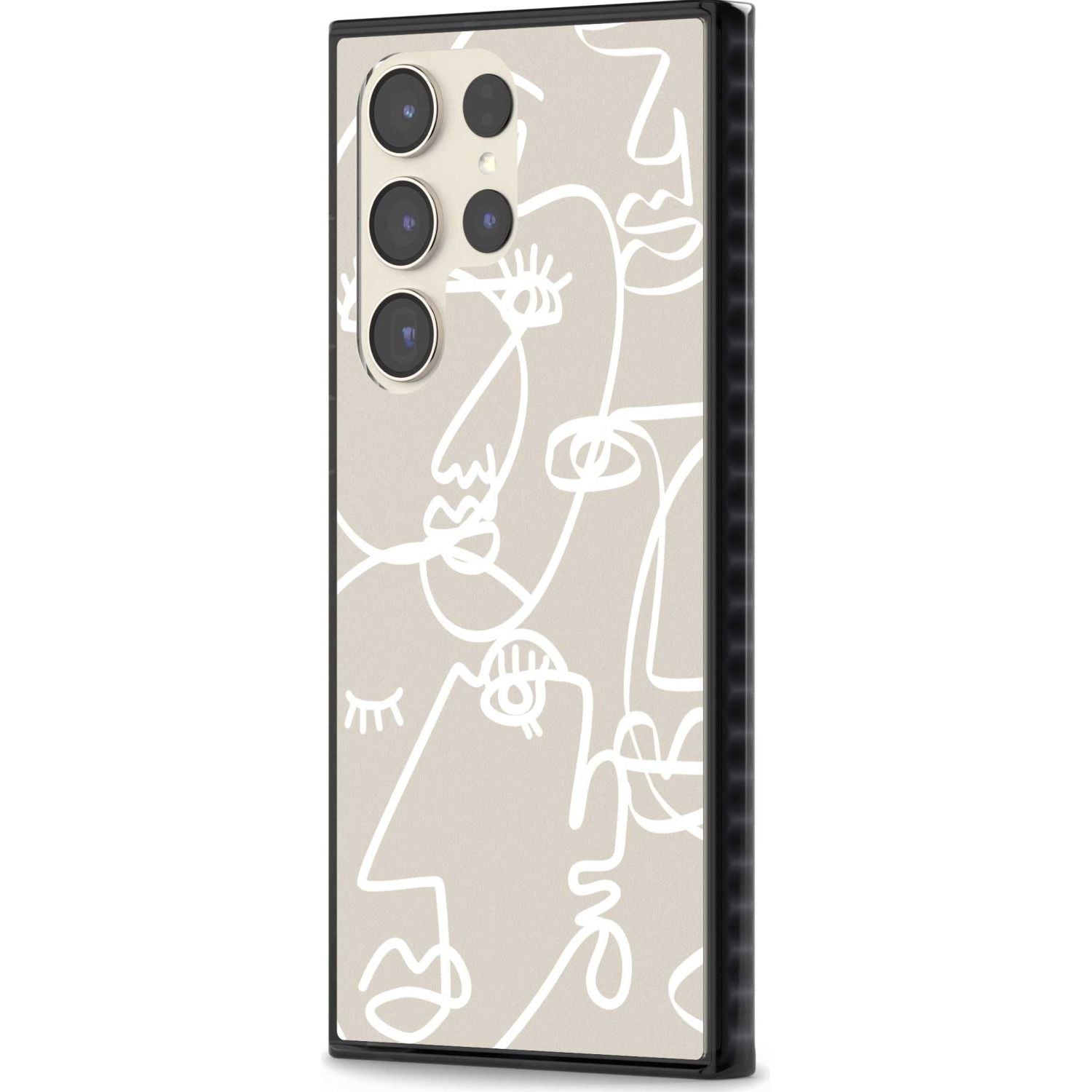 Abstract Continuous Line Faces White on Beige