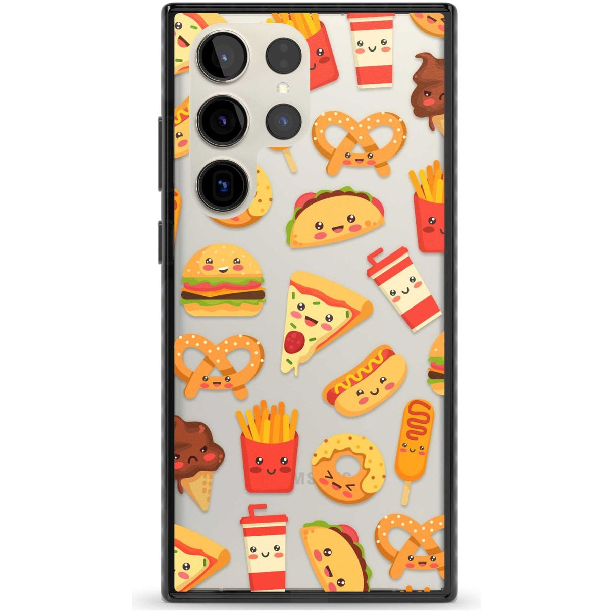 Fast Food Patterns Kawaii Fast Food Mix Phone Case Samsung S22 Ultra / Black Impact Case,Samsung S23 Ultra / Black Impact Case Blanc Space