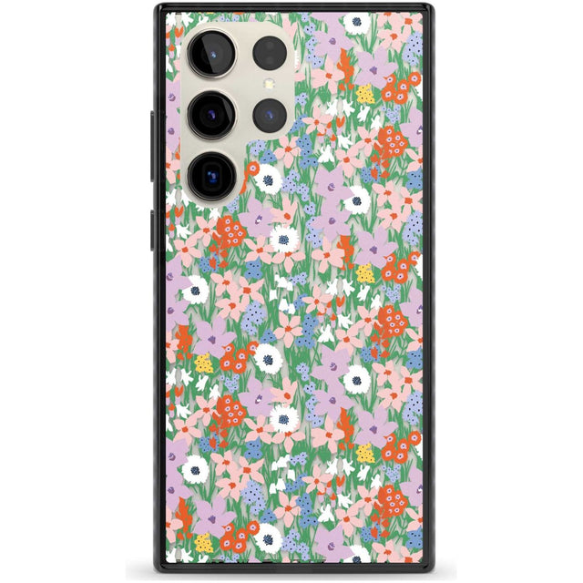 Jazzy Floral Mix: Transparent Phone Case Samsung S22 Ultra / Black Impact Case,Samsung S23 Ultra / Black Impact Case Blanc Space