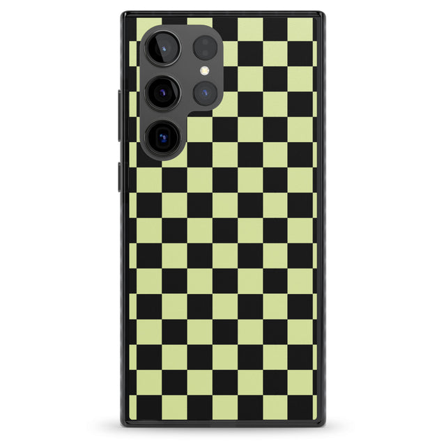 Black & Lime Check Impact Phone Case for Samsung Galaxy S24 Ultra , Samsung Galaxy S23 Ultra, Samsung Galaxy S22 Ultra