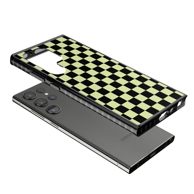 Black & Lime Check Impact Phone Case for Samsung Galaxy S24 Ultra , Samsung Galaxy S23 Ultra, Samsung Galaxy S22 Ultra