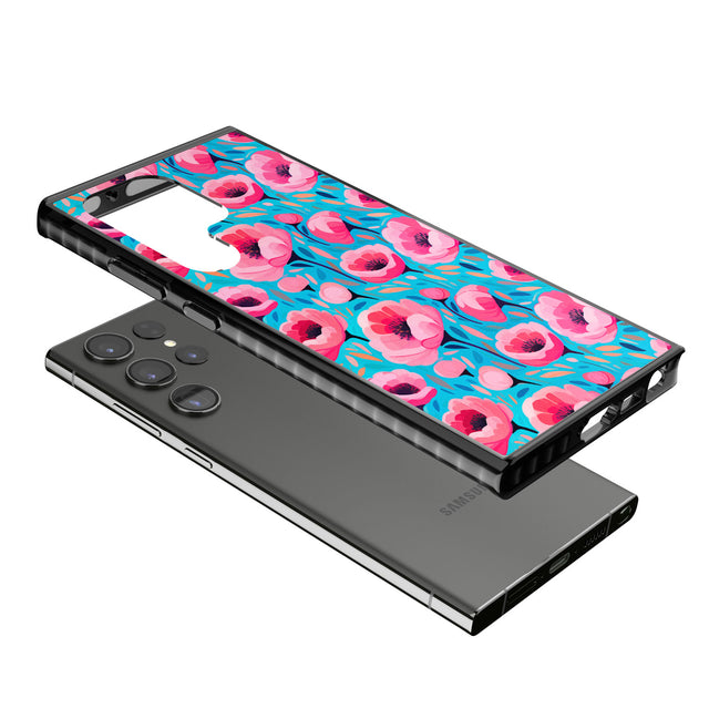 Tropical Pink Poppies Impact Phone Case for Samsung Galaxy S24 Ultra , Samsung Galaxy S23 Ultra, Samsung Galaxy S22 Ultra