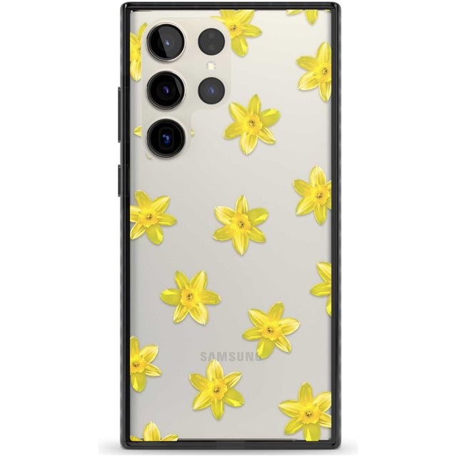 Daffodils Transparent Pattern Phone Case Samsung S22 Ultra / Black Impact Case,Samsung S23 Ultra / Black Impact Case Blanc Space