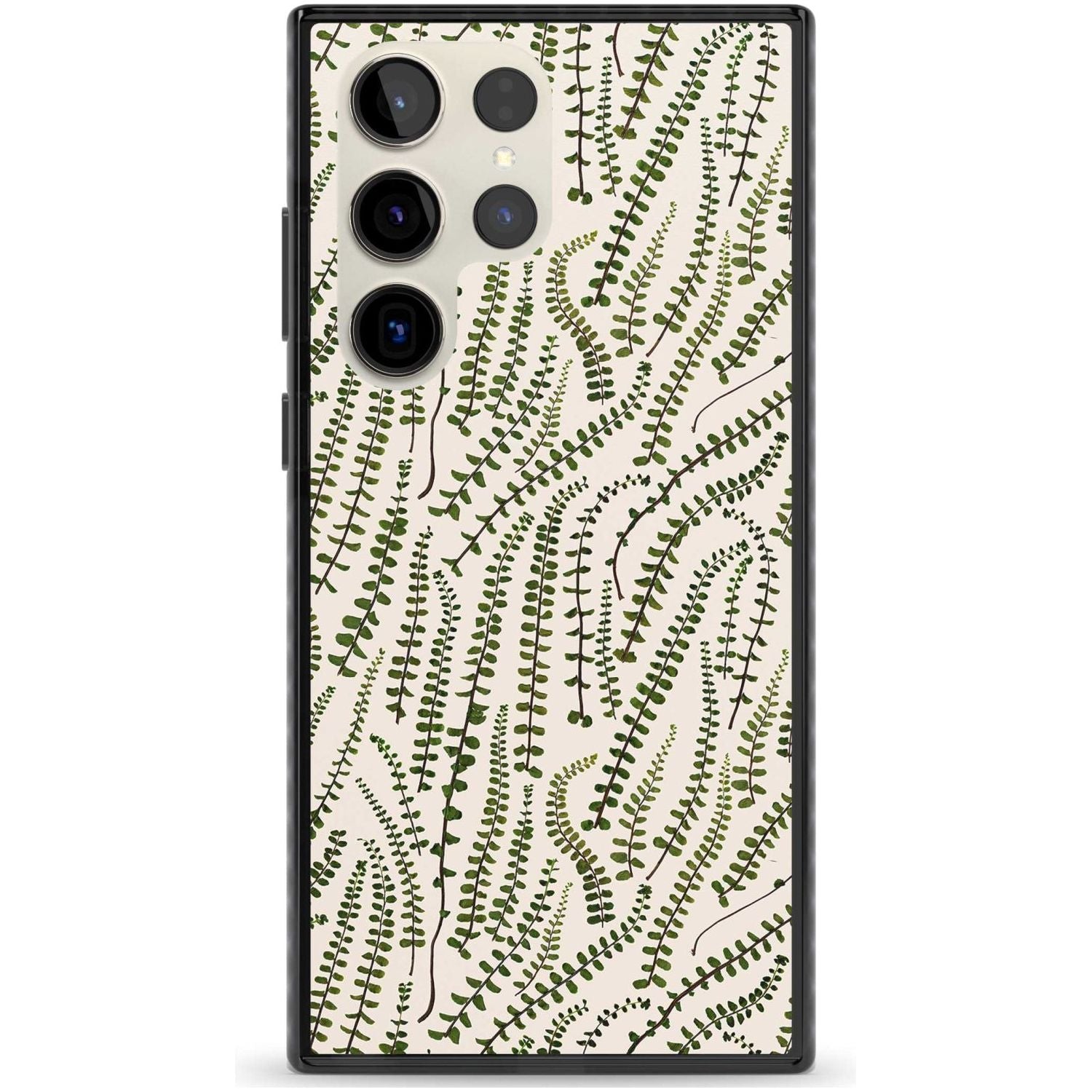 Fern Leaf Pattern Design - Cream Phone Case Samsung S22 Ultra / Black Impact Case,Samsung S23 Ultra / Black Impact Case Blanc Space