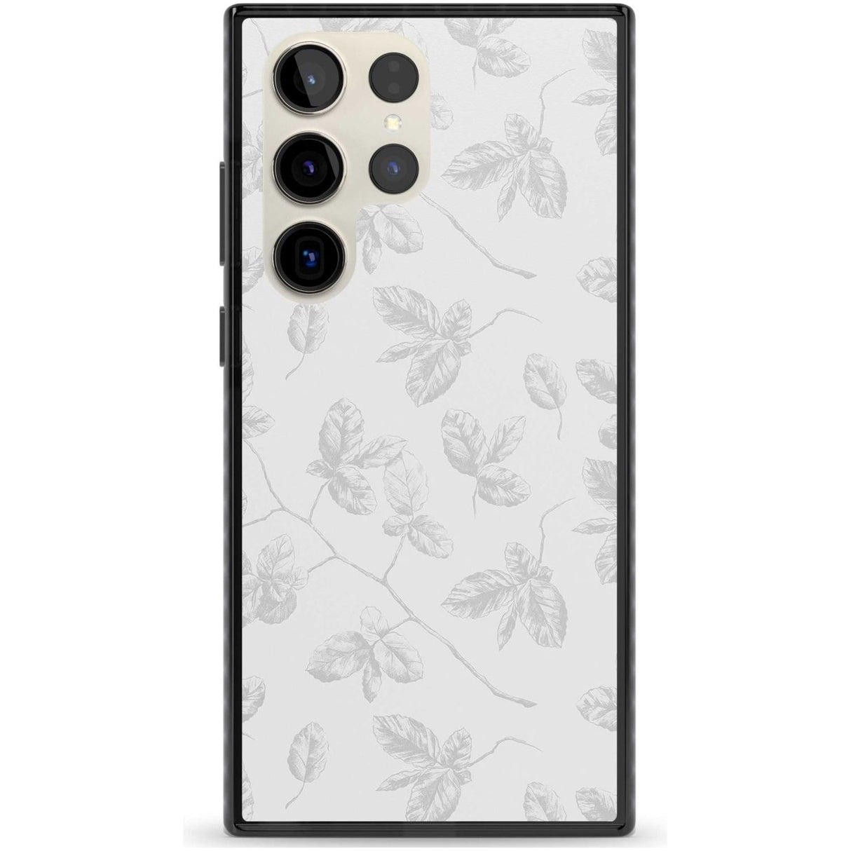 Grey Branches Vintage Botanical Phone Case Samsung S22 Ultra / Black Impact Case,Samsung S23 Ultra / Black Impact Case Blanc Space