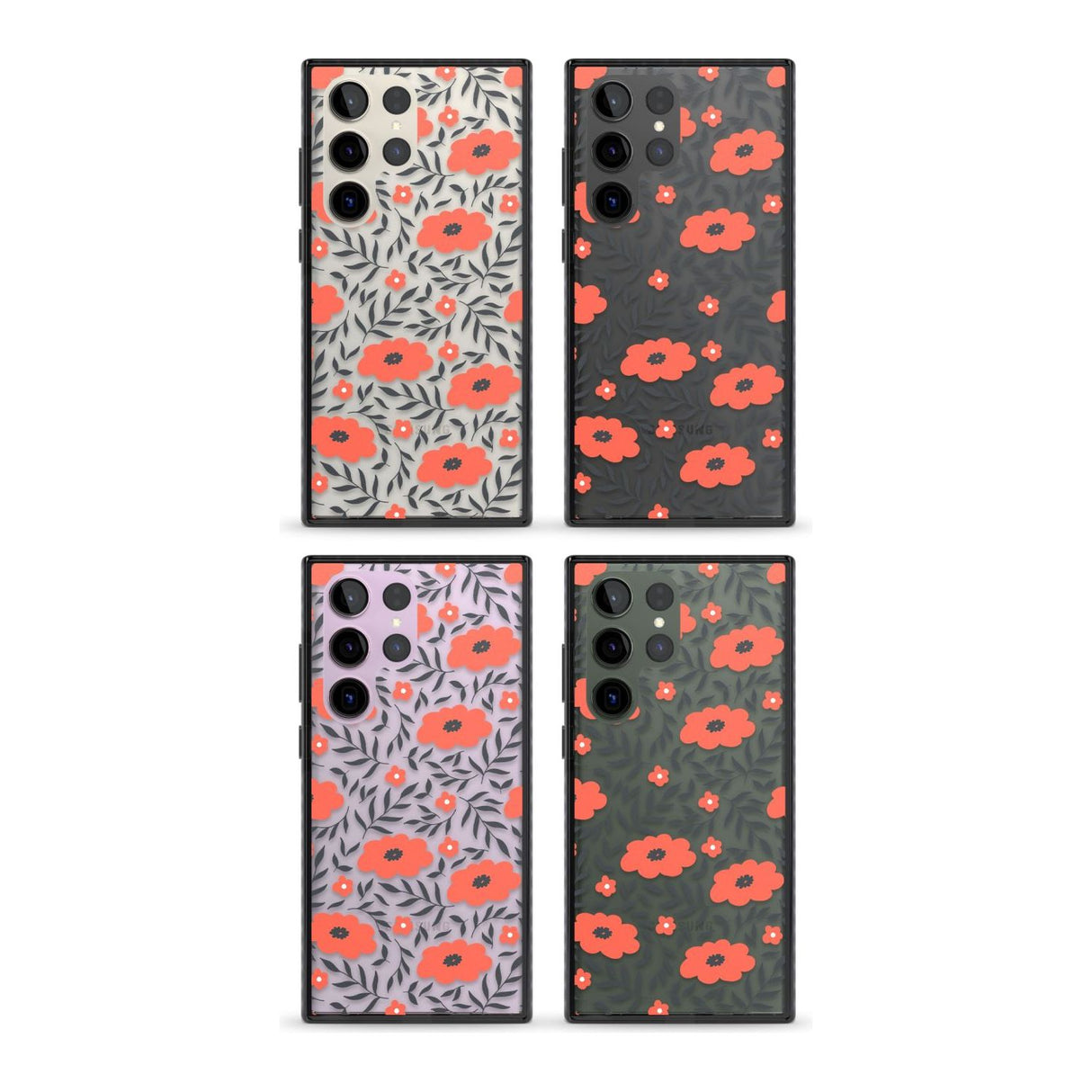 Red Poppy Transparent Floral