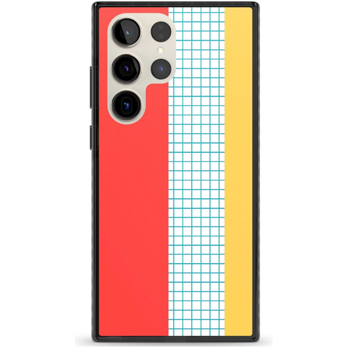 Abstract Grid Red, Blue, Yellow Phone Case Samsung S22 Ultra / Black Impact Case,Samsung S23 Ultra / Black Impact Case Blanc Space
