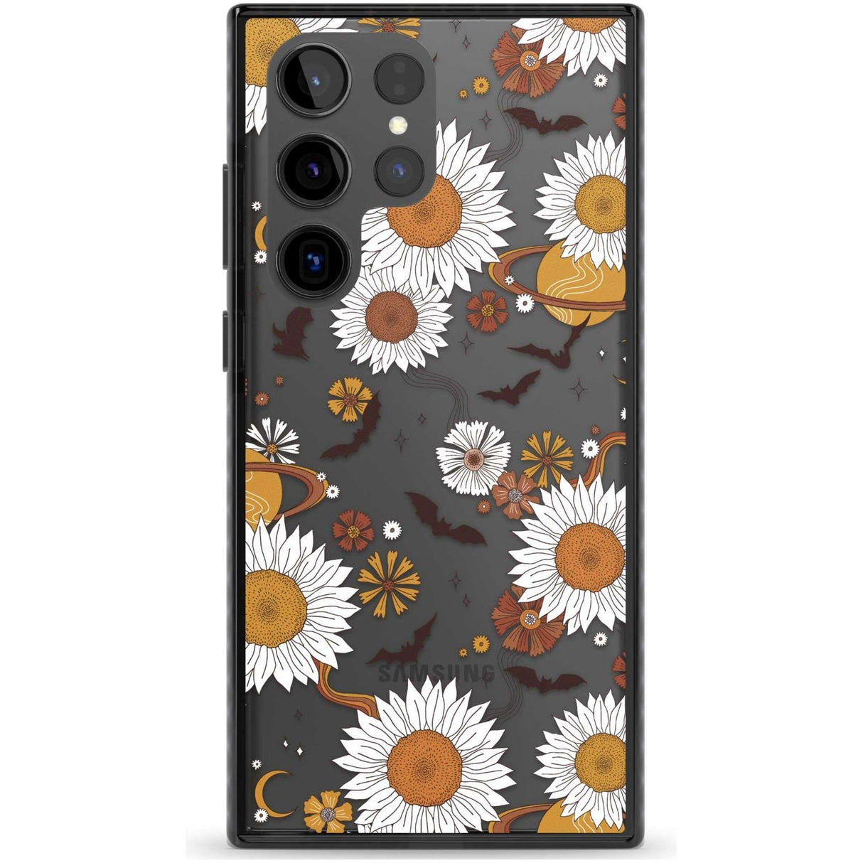 Halloween Bats and Planets Phone Case Samsung S22 Ultra / Black Impact Case,Samsung S23 Ultra / Black Impact Case Blanc Space