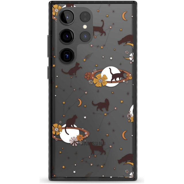 Halloween Cats and Astrology Phone Case Samsung S22 Ultra / Black Impact Case,Samsung S23 Ultra / Black Impact Case Blanc Space