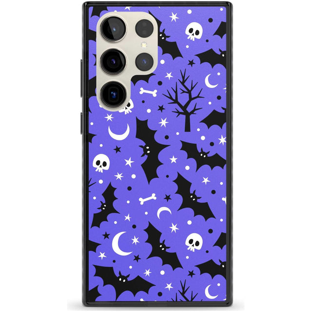 Bats n' Bones Pattern Phone Case Samsung S22 Ultra / Black Impact Case,Samsung S23 Ultra / Black Impact Case Blanc Space