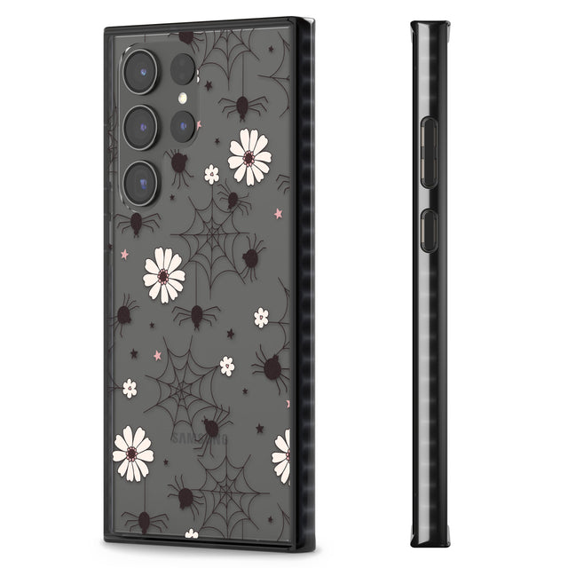 Spiders and Flowers Pattern Impact Phone Case for Samsung Galaxy S24 Ultra , Samsung Galaxy S23 Ultra, Samsung Galaxy S22 Ultra