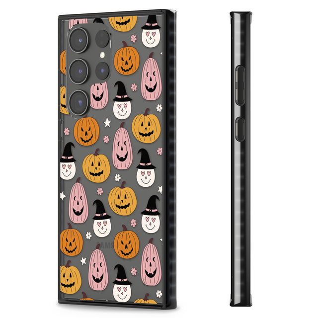 Witches and Pumpkins Pattern Impact Phone Case for Samsung Galaxy S24 Ultra , Samsung Galaxy S23 Ultra, Samsung Galaxy S22 Ultra