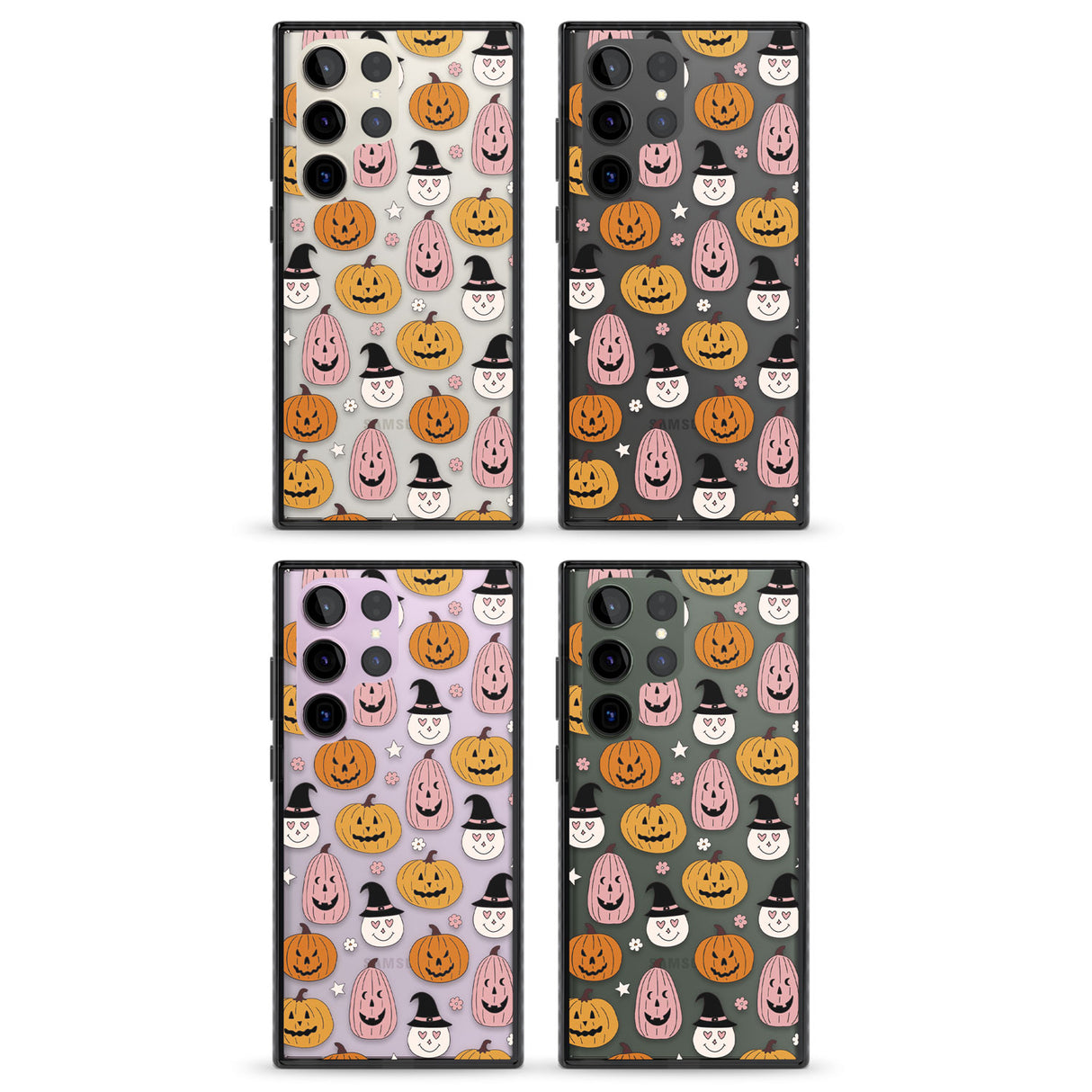 Witches and Pumpkins Pattern Impact Phone Case for Samsung Galaxy S24 Ultra , Samsung Galaxy S23 Ultra, Samsung Galaxy S22 Ultra