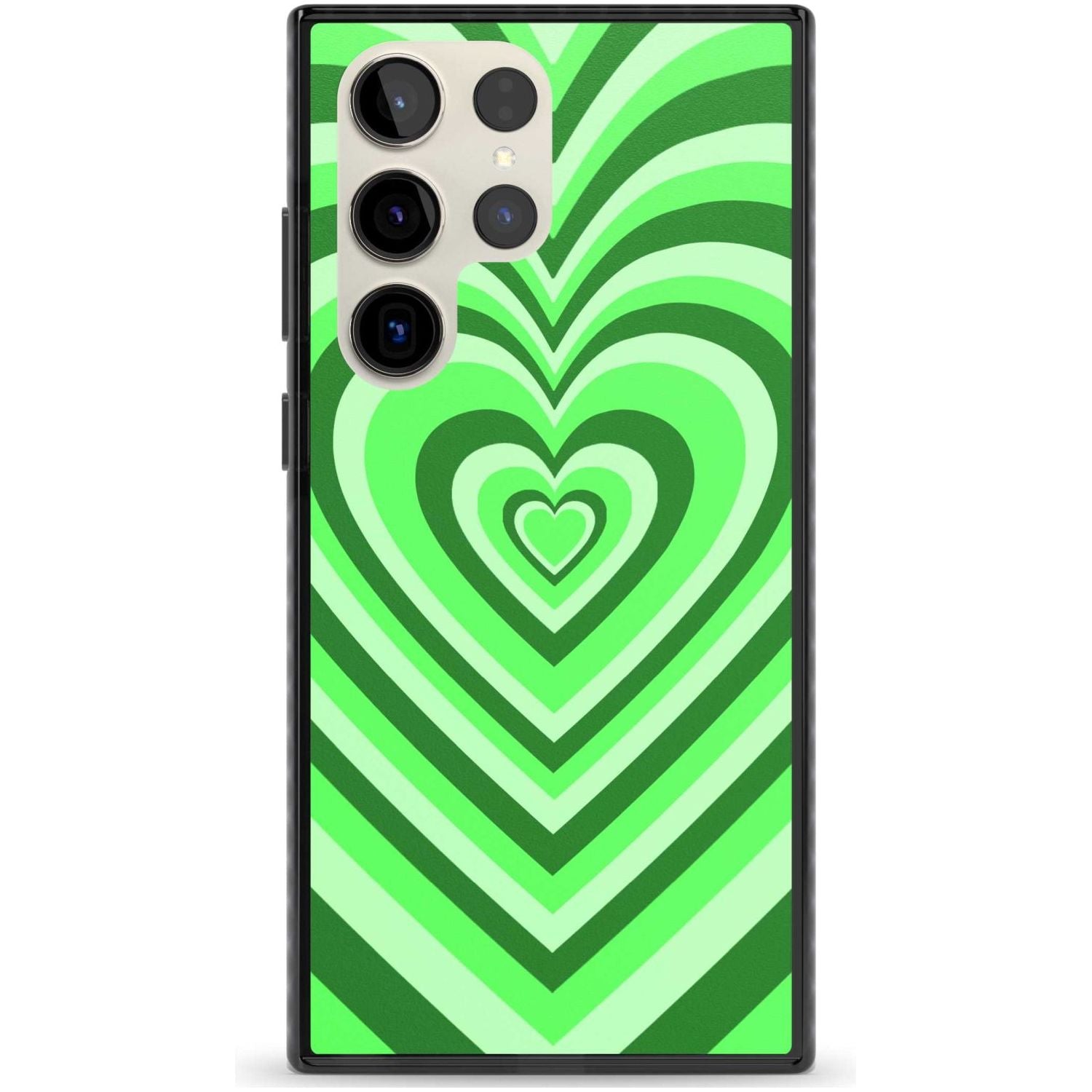 Green Heart Illusion Phone Case Samsung S22 Ultra / Black Impact Case,Samsung S23 Ultra / Black Impact Case Blanc Space