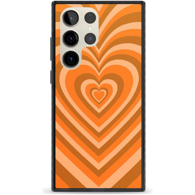 Orange Heart Illusion Phone Case Samsung S22 Ultra / Black Impact Case,Samsung S23 Ultra / Black Impact Case Blanc Space
