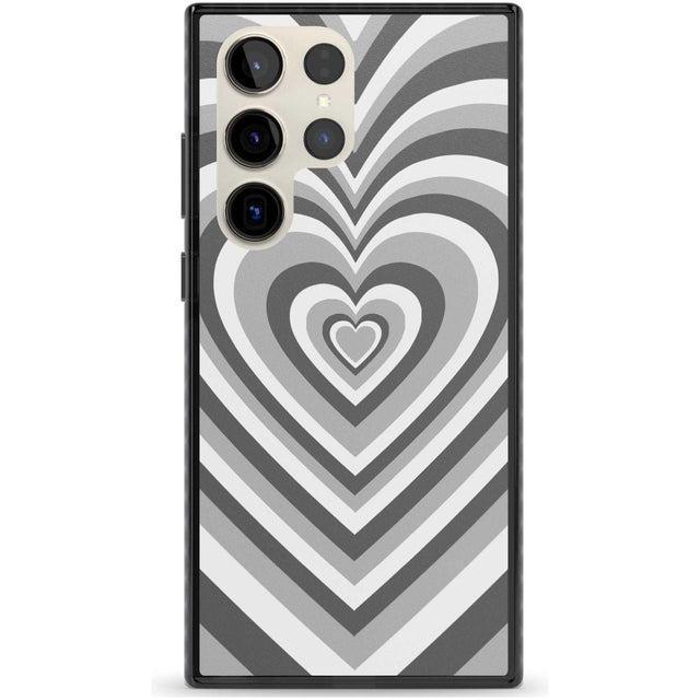 Monochrome Heart Illusion Phone Case Samsung S22 Ultra / Black Impact Case,Samsung S23 Ultra / Black Impact Case Blanc Space