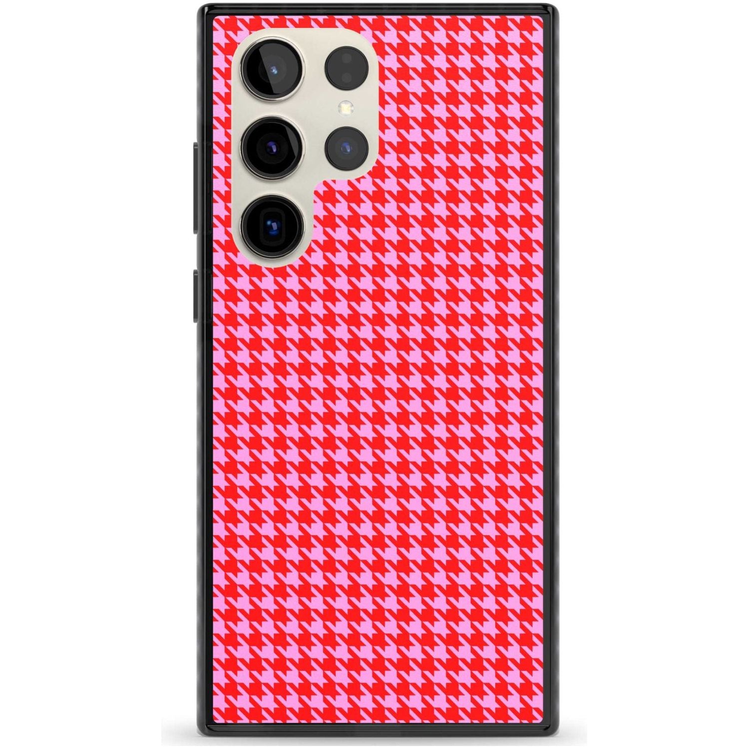 Neon Pink & Red Houndstooth Pattern Phone Case Samsung S22 Ultra / Black Impact Case,Samsung S23 Ultra / Black Impact Case Blanc Space
