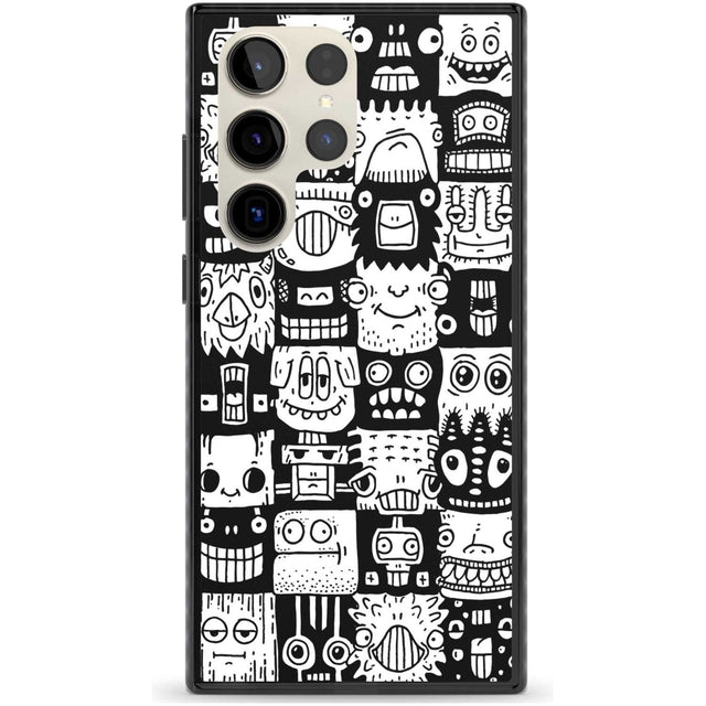 Checkerboard Heads Phone Case Samsung S22 Ultra / Black Impact Case,Samsung S23 Ultra / Black Impact Case Blanc Space