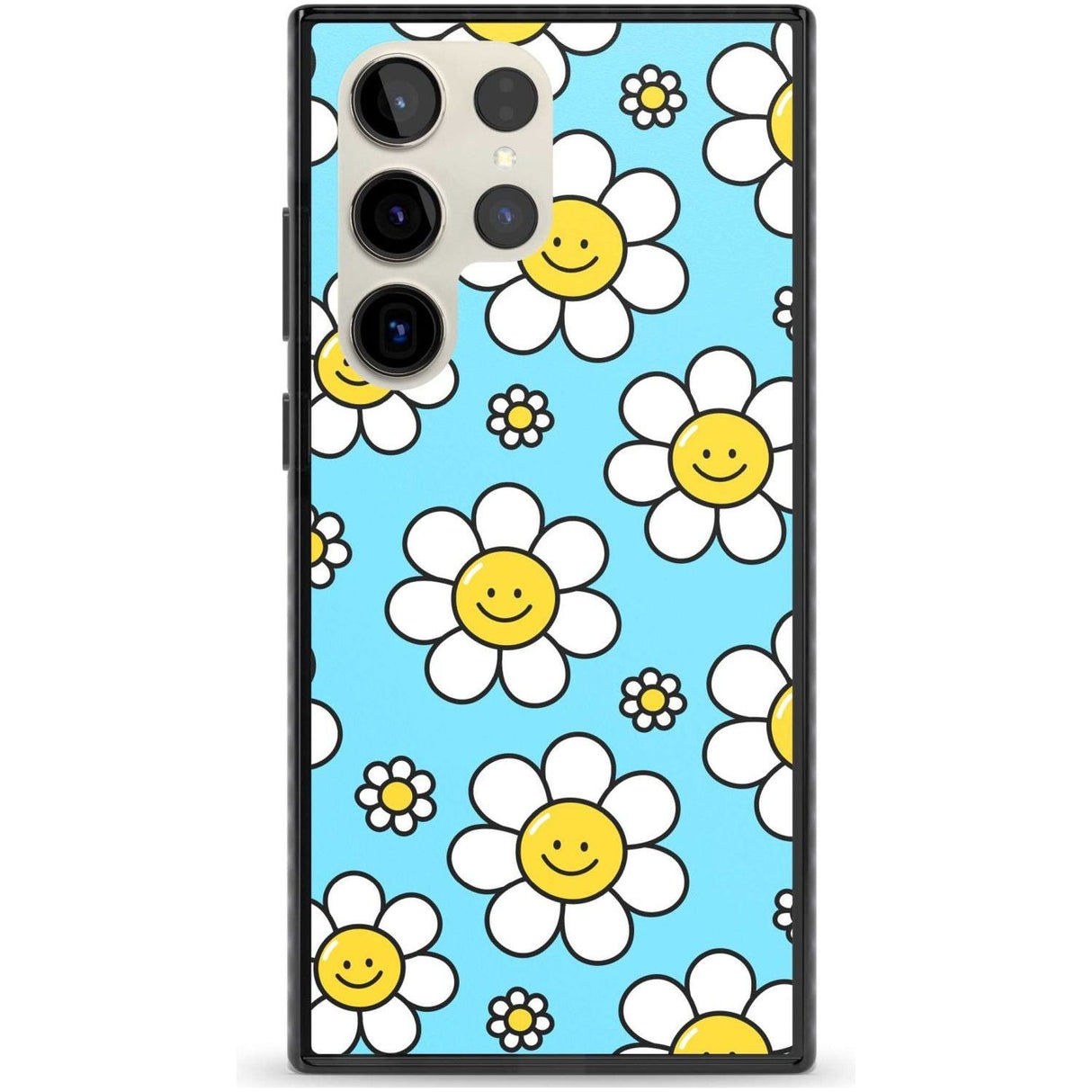 Daisy Faces Kawaii Pattern Phone Case Samsung S22 Ultra / Black Impact Case,Samsung S23 Ultra / Black Impact Case Blanc Space