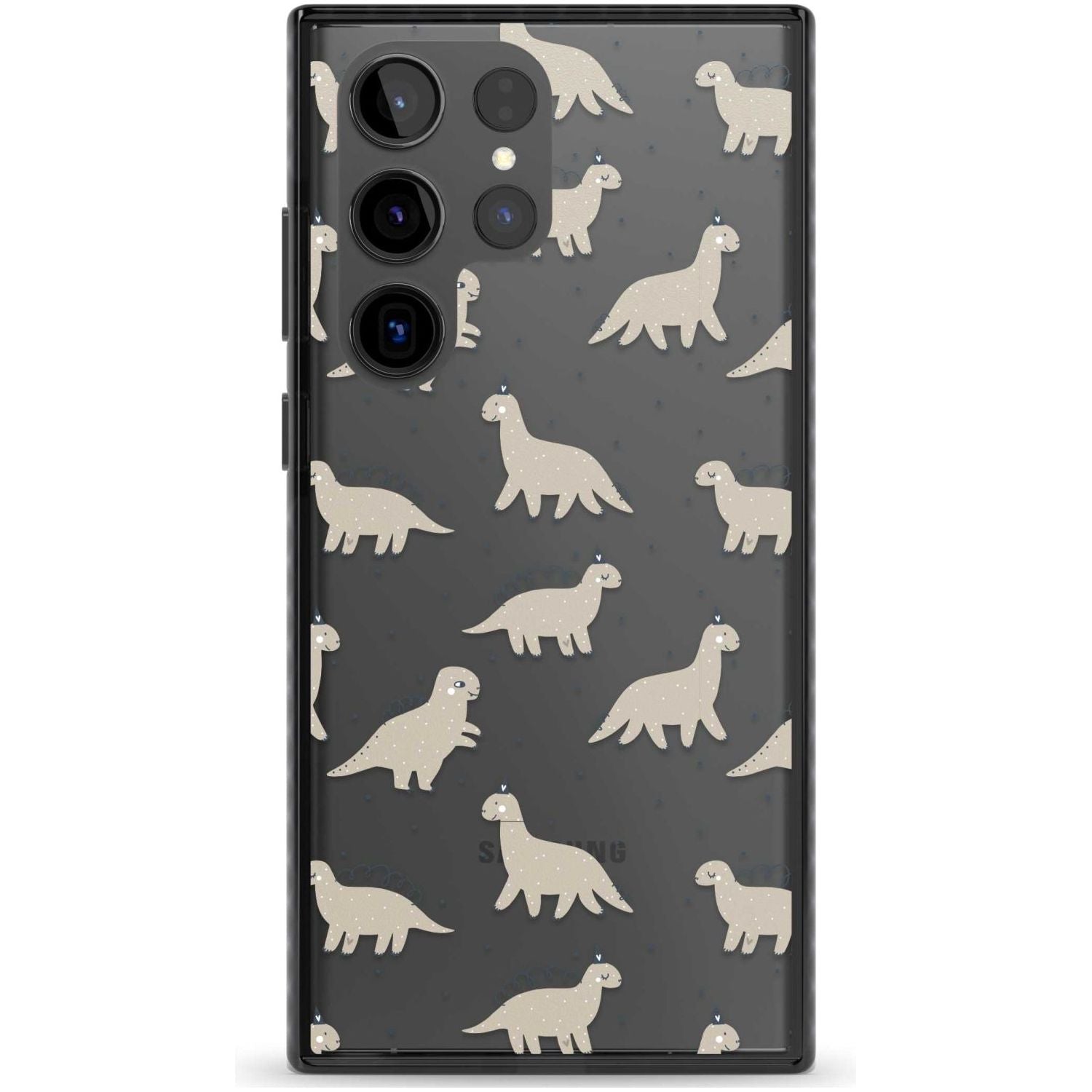 Adorable Dinosaurs Pattern (Clear) Phone Case Samsung S22 Ultra / Black Impact Case,Samsung S23 Ultra / Black Impact Case Blanc Space