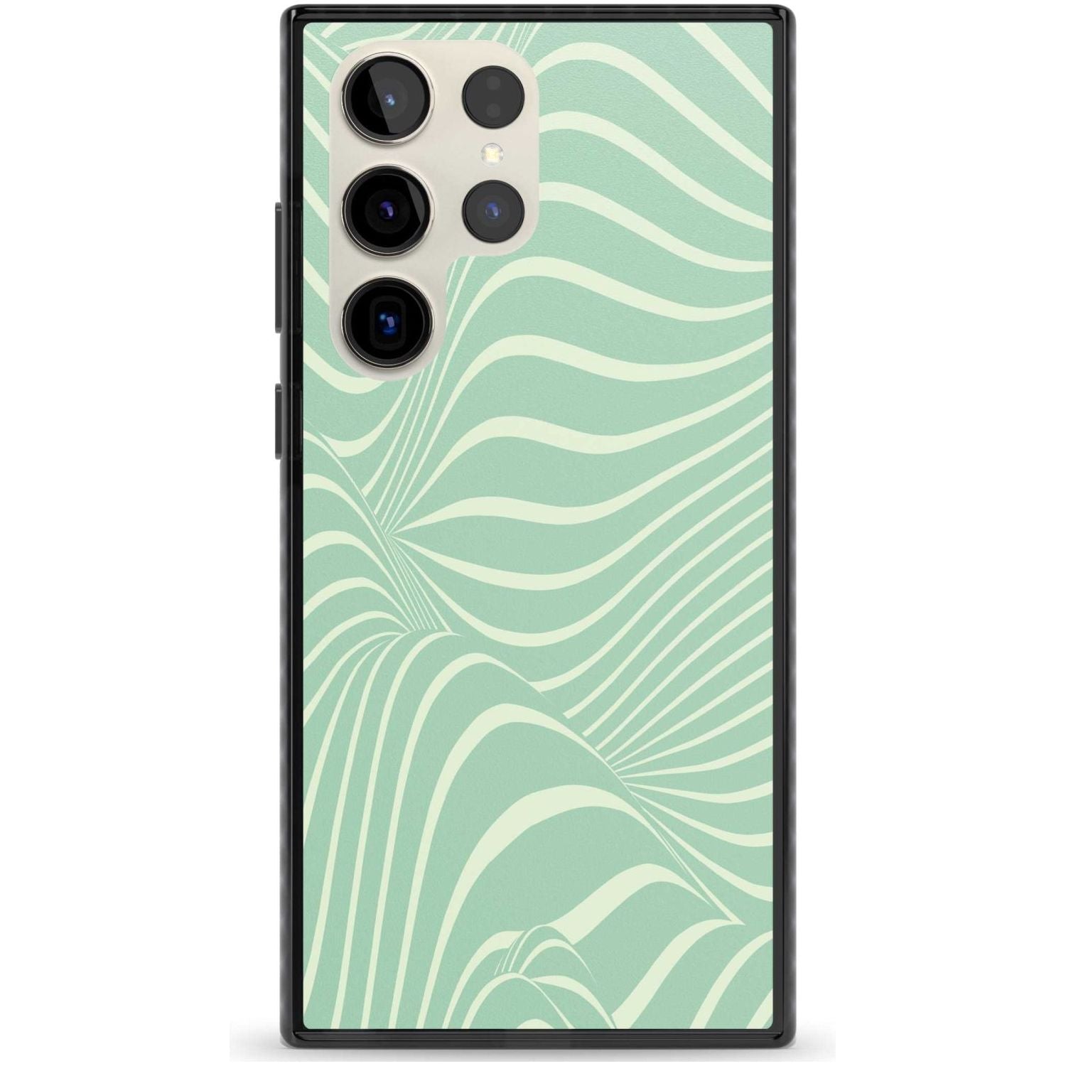 Mint Green Distorted Line Phone Case Samsung S22 Ultra / Black Impact Case,Samsung S23 Ultra / Black Impact Case Blanc Space