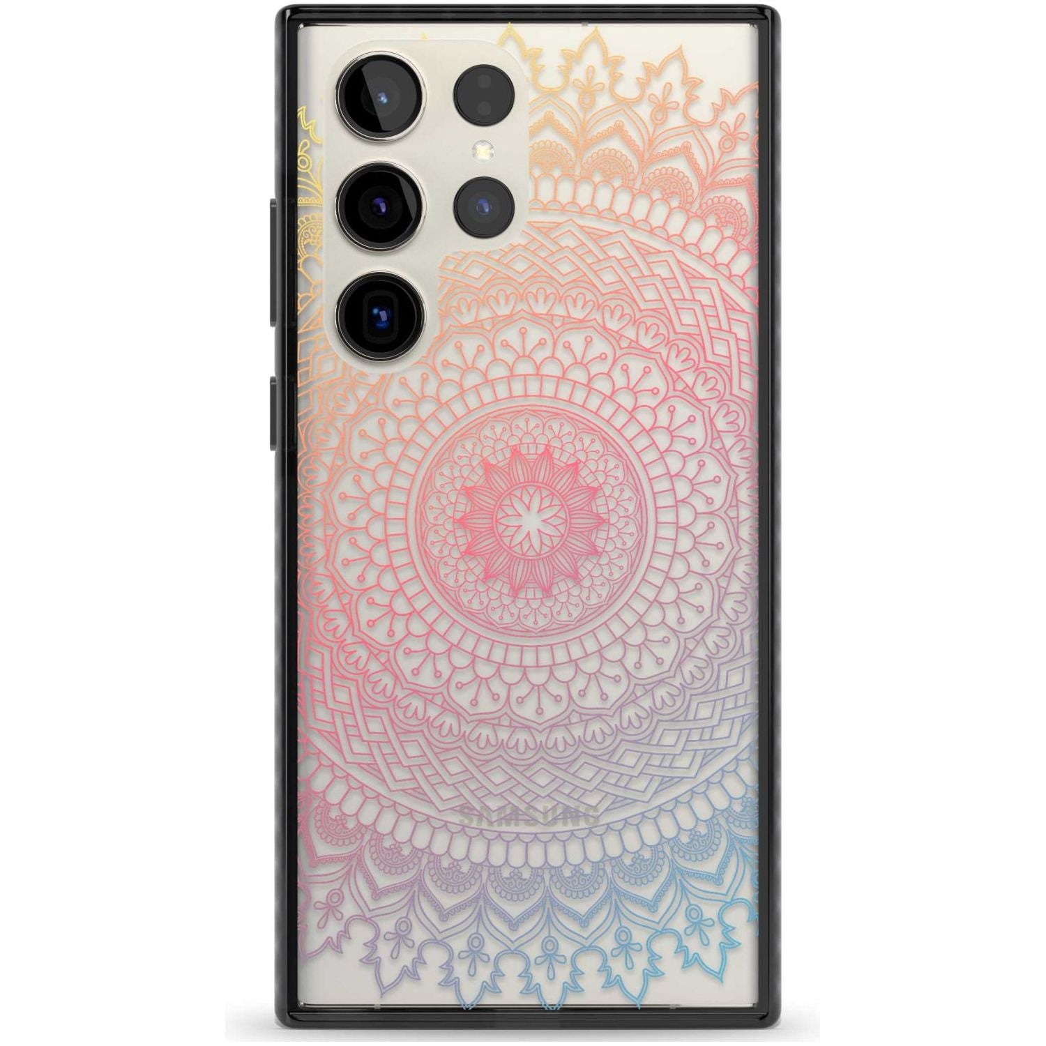 Large Rainbow Mandala Phone Case Samsung S22 Ultra / Black Impact Case,Samsung S23 Ultra / Black Impact Case Blanc Space