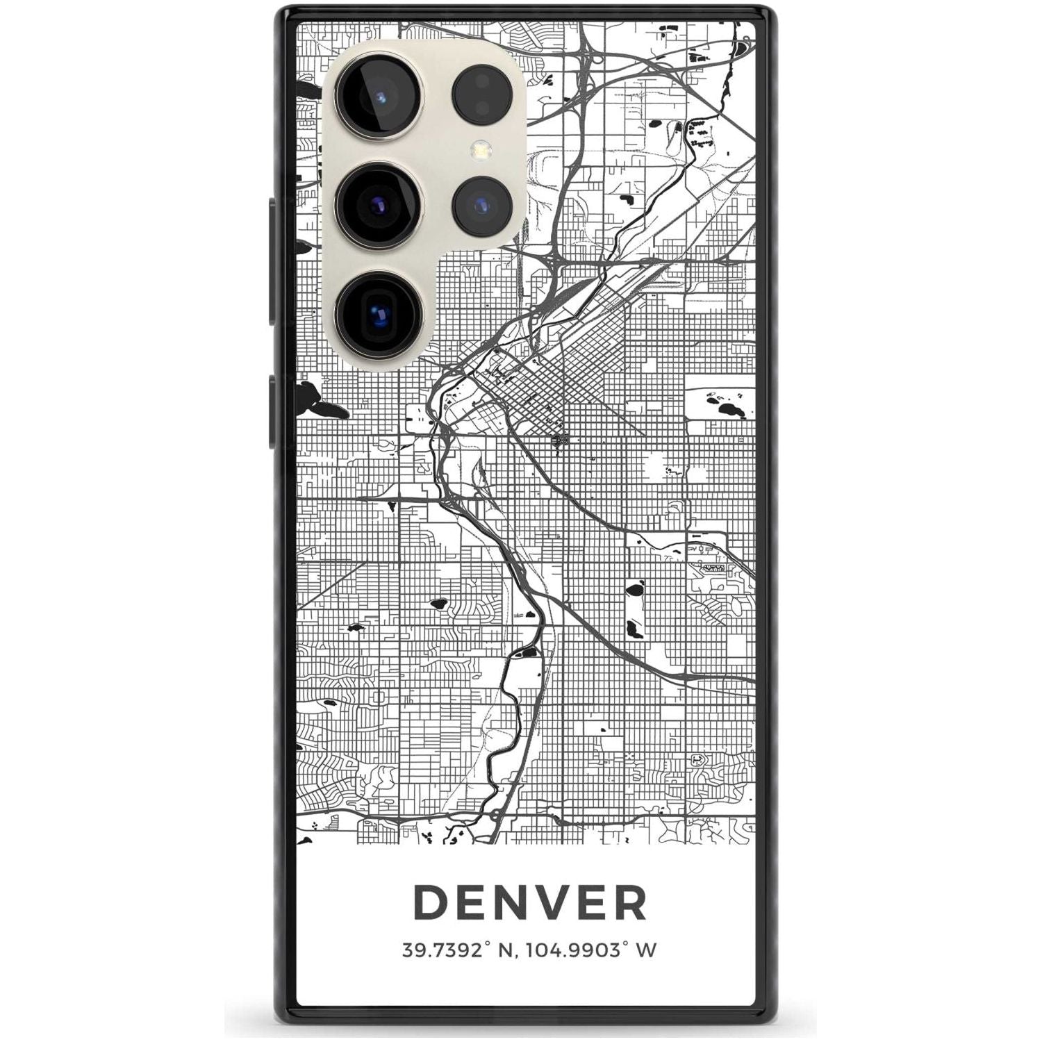 Map of Denver, Colorado Phone Case Samsung S22 Ultra / Black Impact Case,Samsung S23 Ultra / Black Impact Case Blanc Space