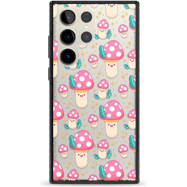Cute Mushrooms Pattern Phone Case Samsung S22 Ultra / Black Impact Case,Samsung S23 Ultra / Black Impact Case Blanc Space