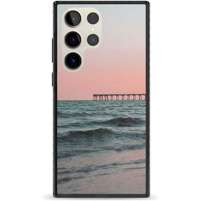Beach Pier Photograph Phone Case Samsung S22 Ultra / Black Impact Case,Samsung S23 Ultra / Black Impact Case Blanc Space