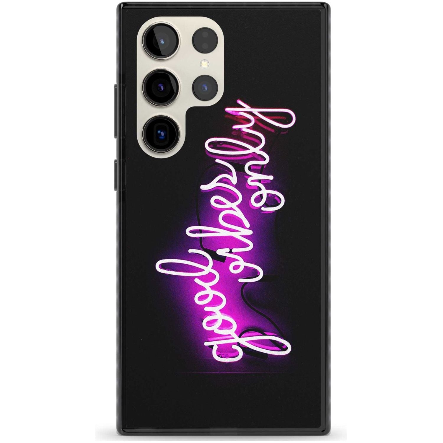 Good Vibes Only Pink Neon Phone Case Samsung S22 Ultra / Black Impact Case,Samsung S23 Ultra / Black Impact Case Blanc Space