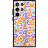 Flower Power Pattern Phone Case Samsung S22 Ultra / Black Impact Case,Samsung S23 Ultra / Black Impact Case Blanc Space