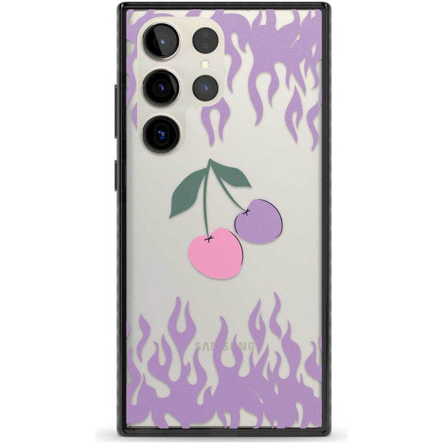 Cherries n' Flames Phone Case Samsung S22 Ultra / Black Impact Case,Samsung S23 Ultra / Black Impact Case Blanc Space