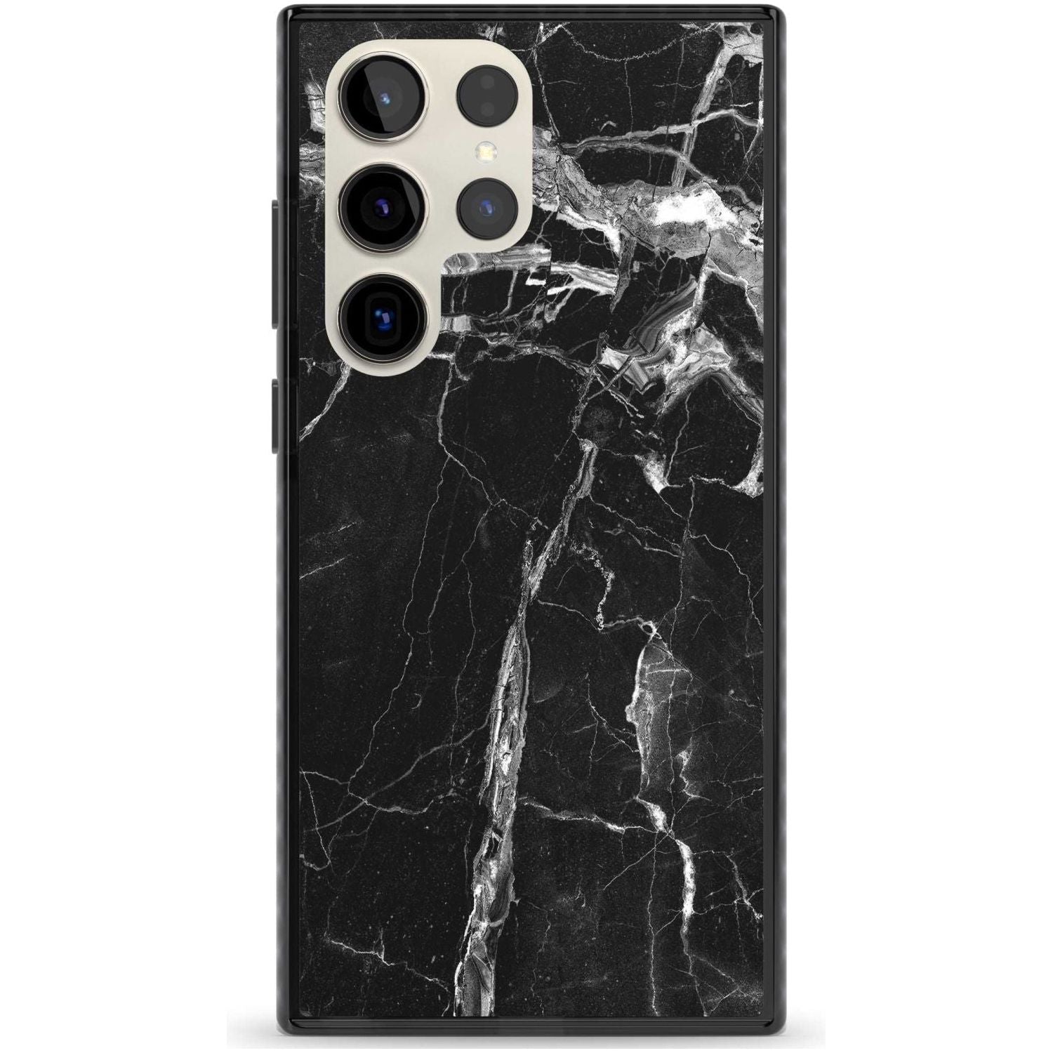 Black Onyx Marble Texture Phone Case Samsung S22 Ultra / Black Impact Case,Samsung S23 Ultra / Black Impact Case Blanc Space