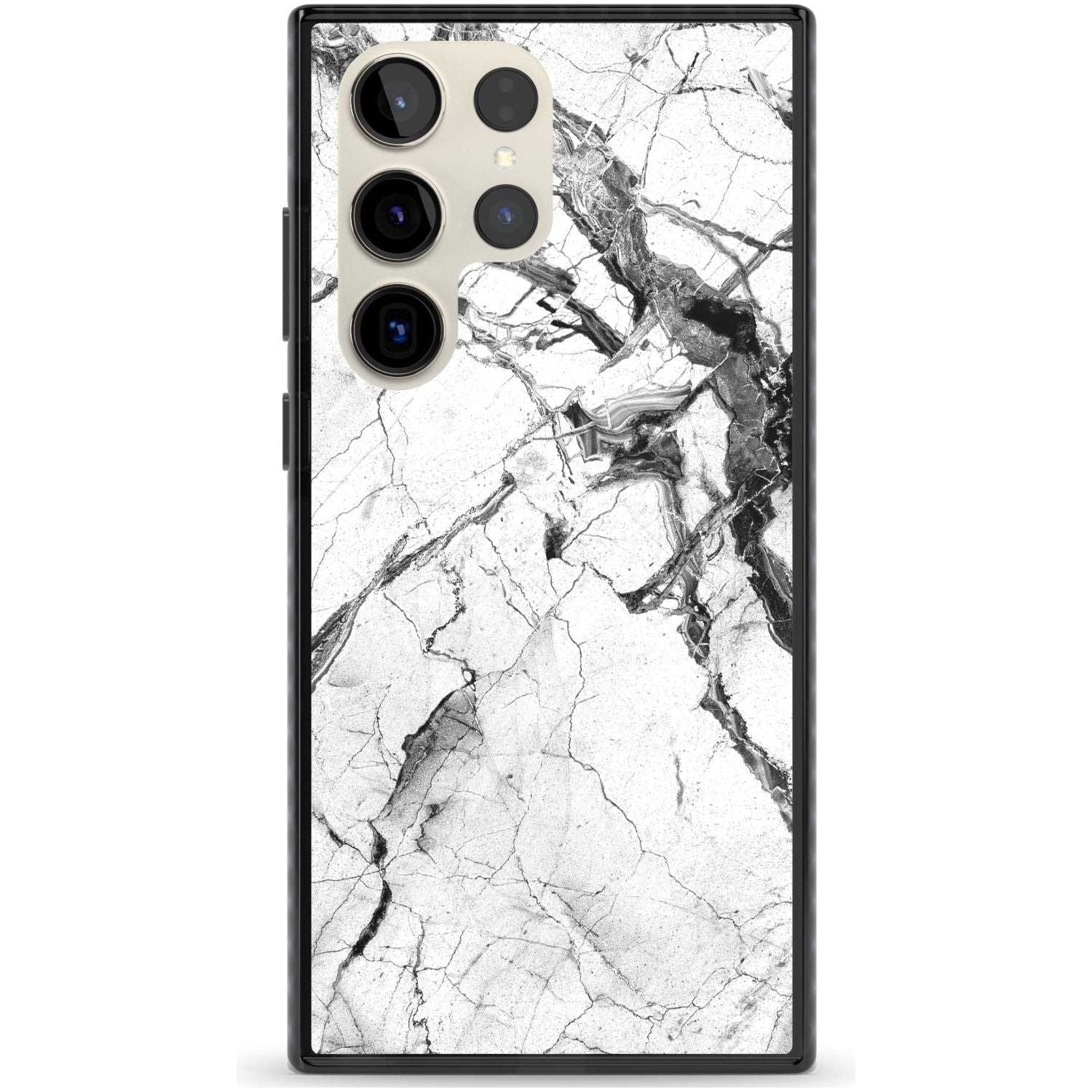 Black & White Stormy Marble Phone Case Samsung S22 Ultra / Black Impact Case,Samsung S23 Ultra / Black Impact Case Blanc Space
