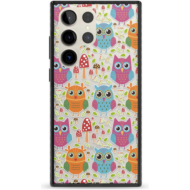 Forrest Owl Clear Pattern Phone Case Samsung S22 Ultra / Black Impact Case,Samsung S23 Ultra / Black Impact Case Blanc Space