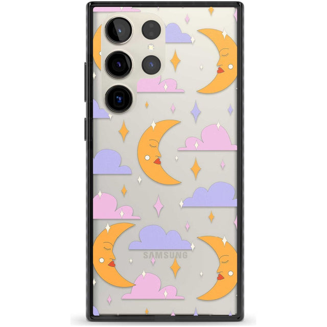 Moons & Clouds Phone Case Samsung S22 Ultra / Black Impact Case,Samsung S23 Ultra / Black Impact Case Blanc Space