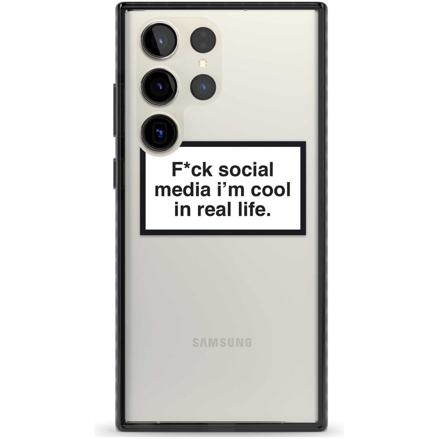 F*ck Social Media Phone Case Samsung S22 Ultra / Black Impact Case,Samsung S23 Ultra / Black Impact Case Blanc Space