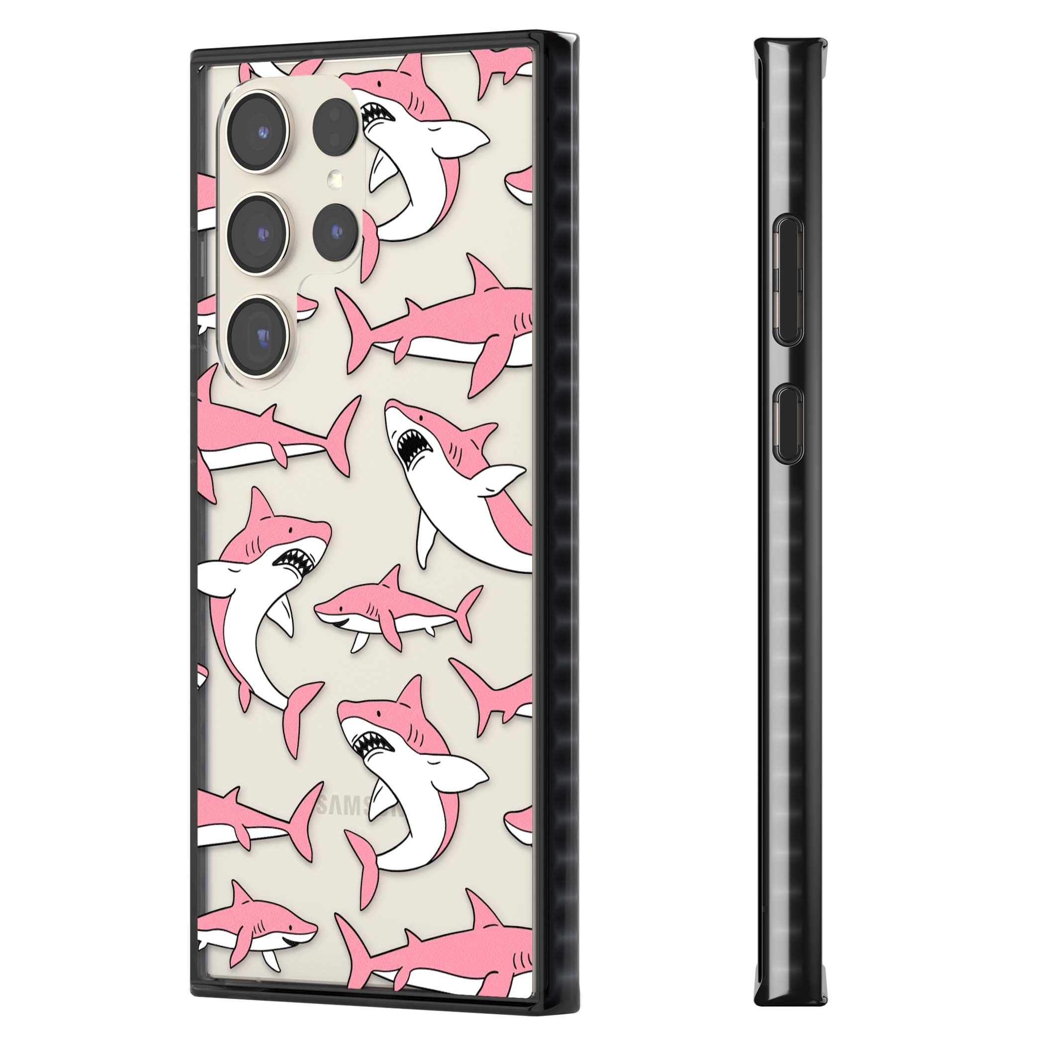 Bubblegum Sharks for her iPhone case | Black Impact case for Samsung Galaxy S24 Ultra, Samsung Galaxy S23 Ultra, Samsung Galaxy S22 Ultra