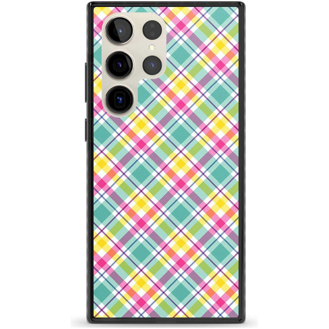 Crosshatch Plaid Phone Case Samsung S22 Ultra / Black Impact Case,Samsung S23 Ultra / Black Impact Case Blanc Space