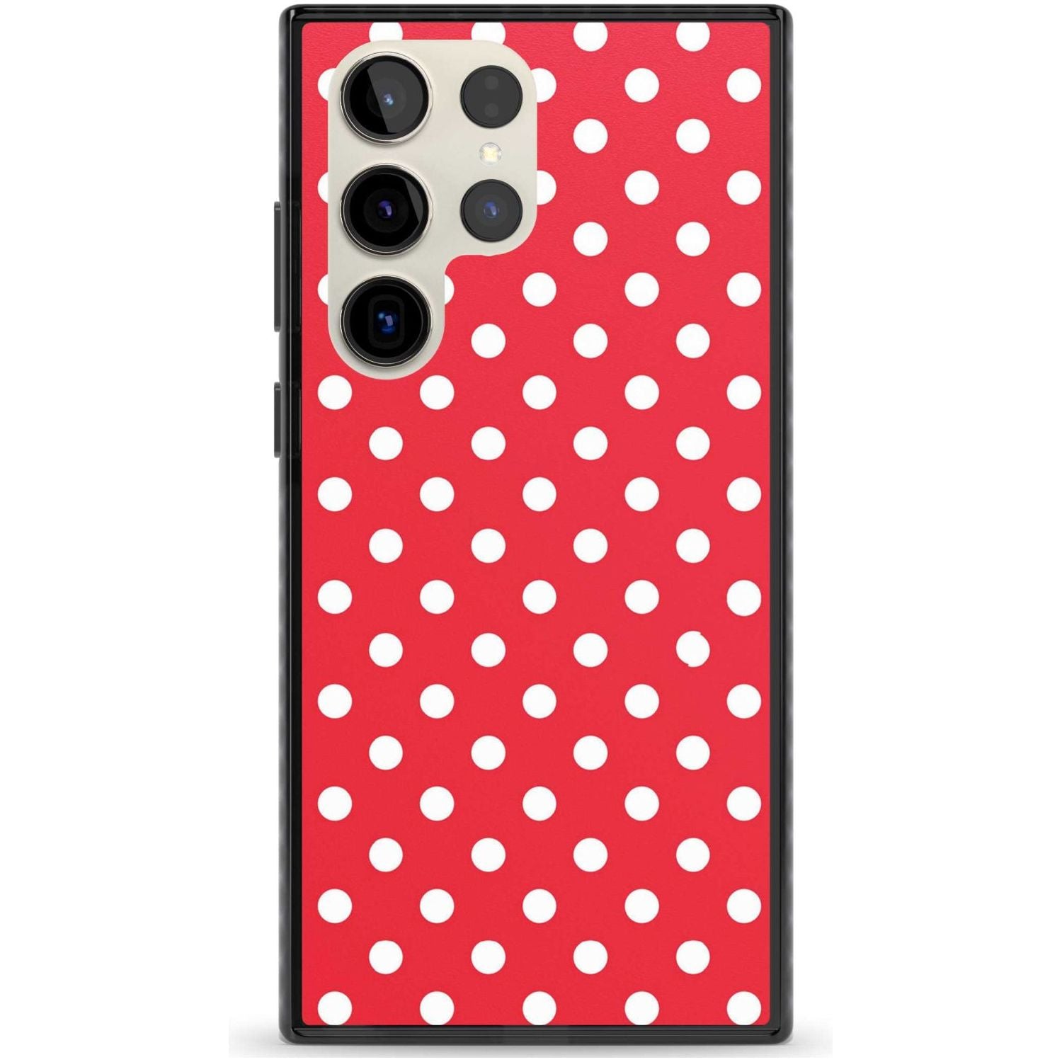 Designer Lava Red Polka Dot Phone Case Samsung S22 Ultra / Black Impact Case,Samsung S23 Ultra / Black Impact Case Blanc Space