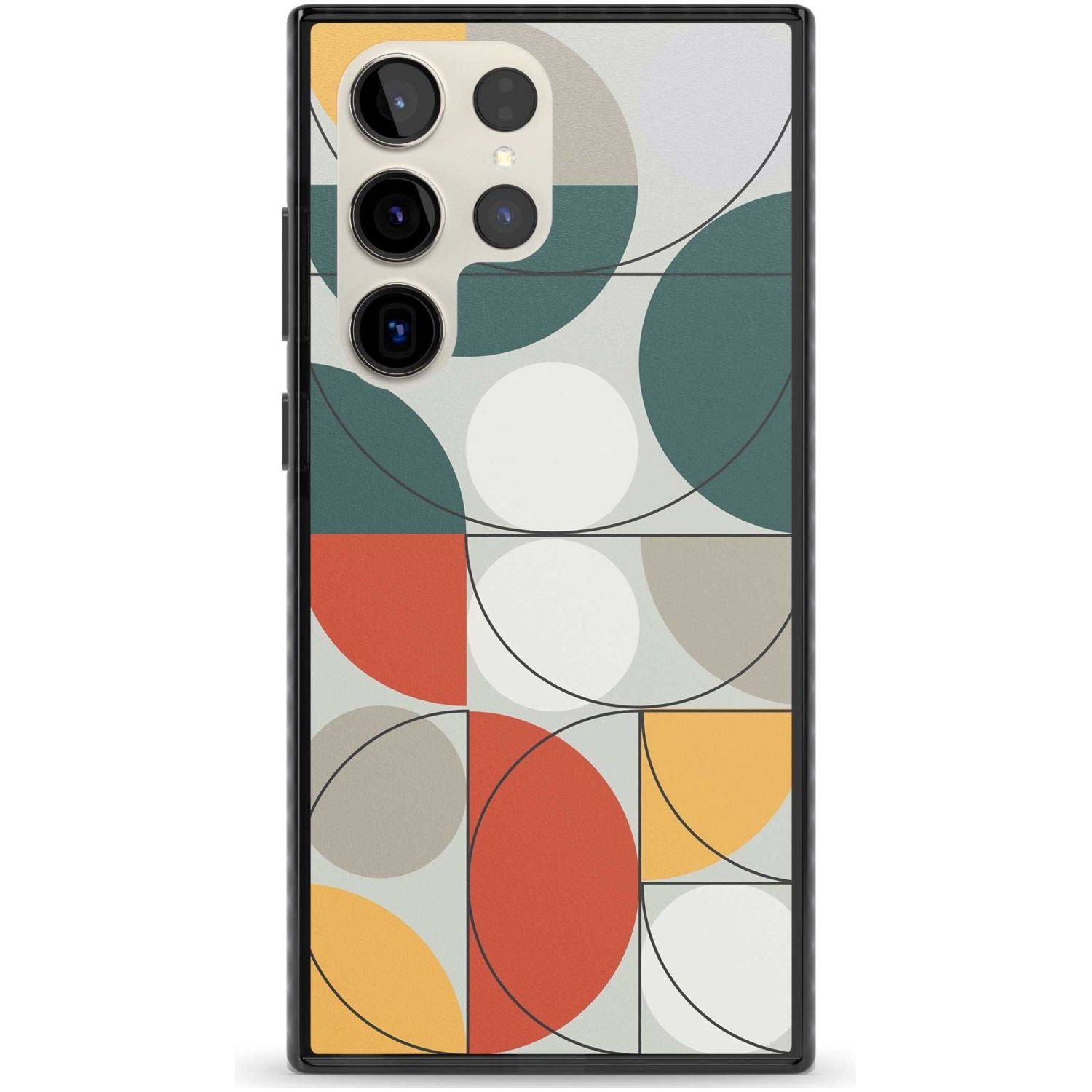 Abstract Half Circles Phone Case Samsung S22 Ultra / Black Impact Case,Samsung S23 Ultra / Black Impact Case Blanc Space