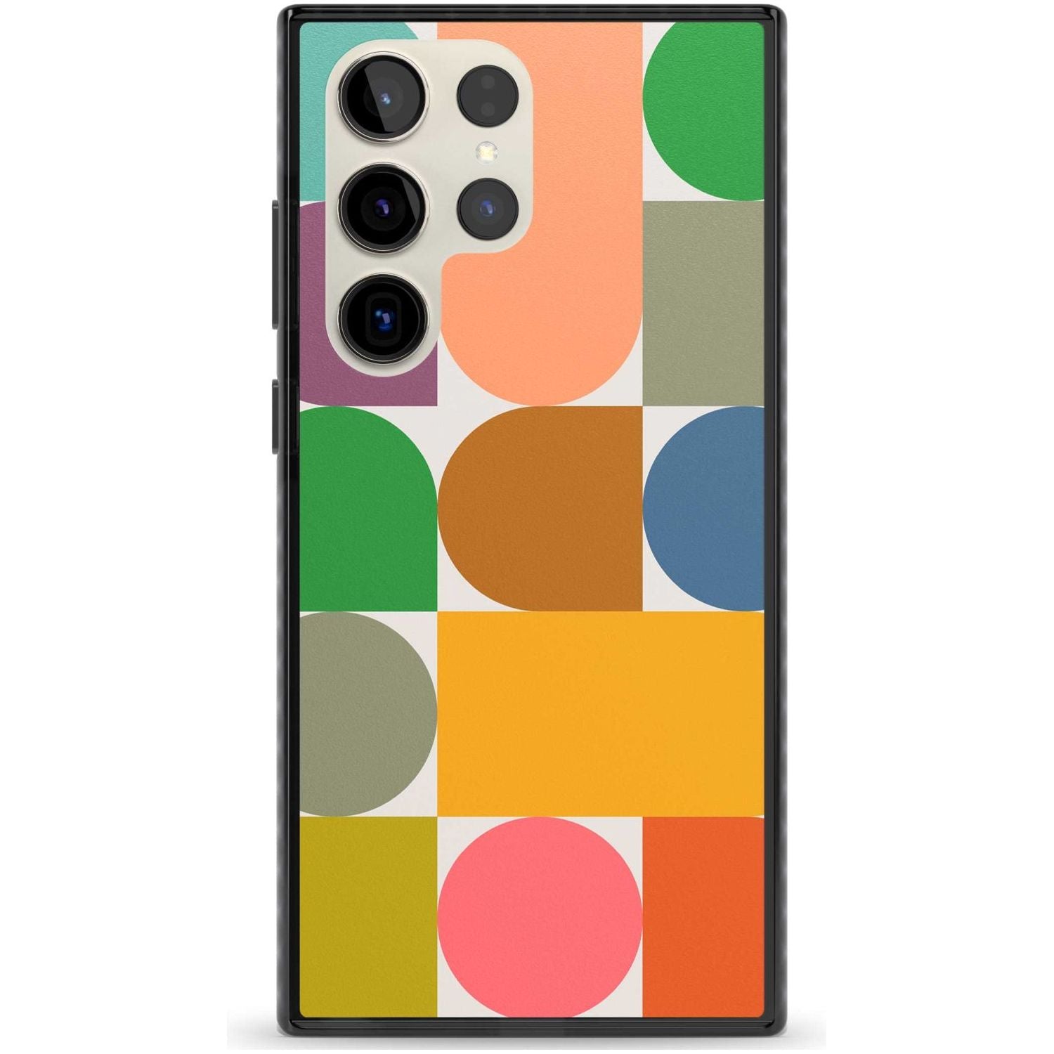 Abstract Retro Shapes: Rainbow Mix Phone Case Samsung S22 Ultra / Black Impact Case,Samsung S23 Ultra / Black Impact Case Blanc Space