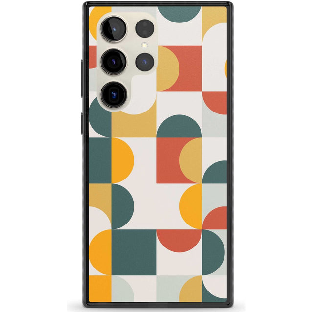 Abstract Retro Shapes: Muted Colour Mix Phone Case Samsung S22 Ultra / Black Impact Case,Samsung S23 Ultra / Black Impact Case Blanc Space