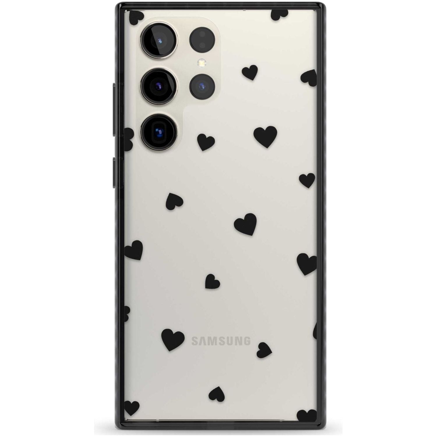 Black Hearts Pattern Phone Case Samsung S22 Ultra / Black Impact Case,Samsung S23 Ultra / Black Impact Case Blanc Space