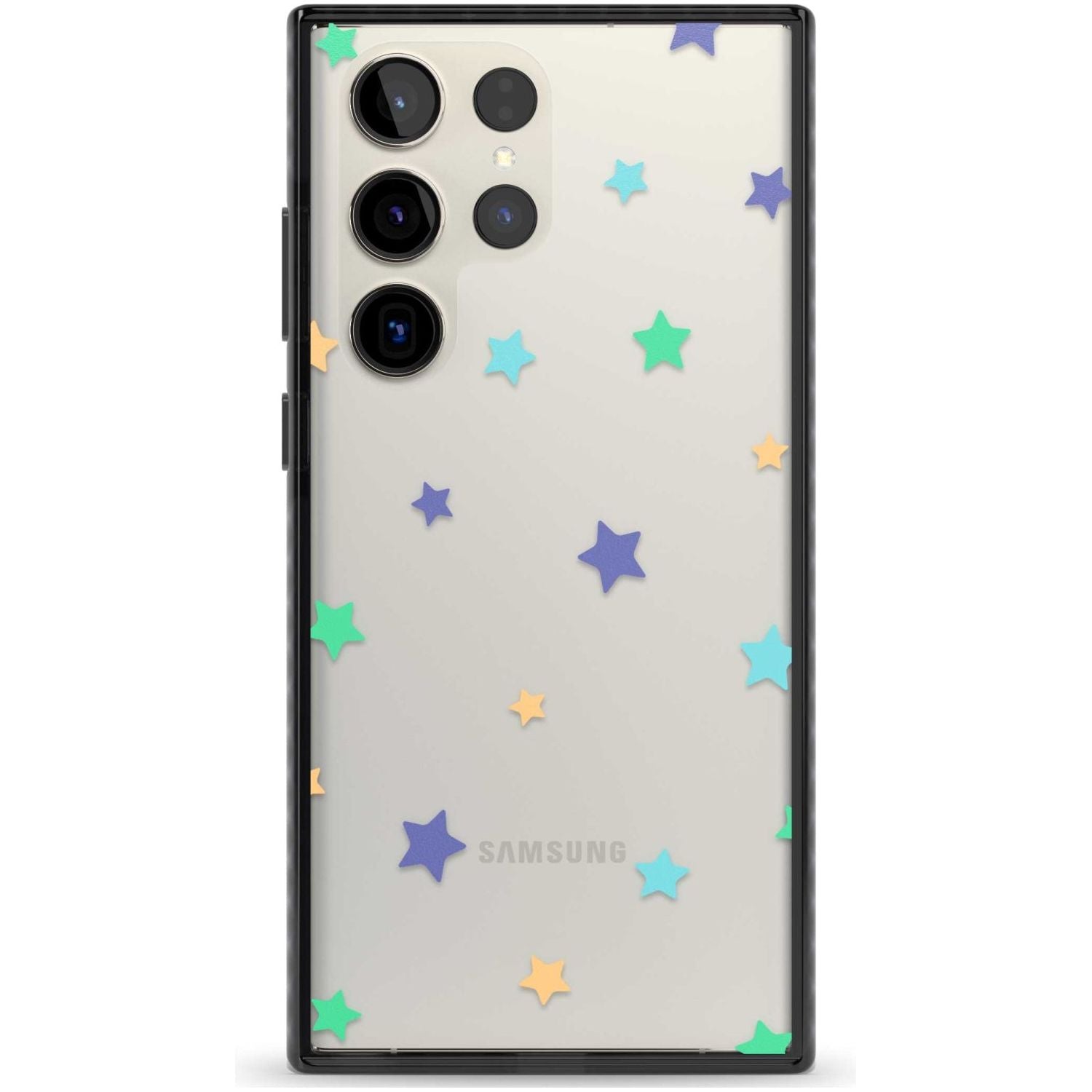 Pastel Stars Pattern Phone Case Samsung S22 Ultra / Black Impact Case,Samsung S23 Ultra / Black Impact Case Blanc Space