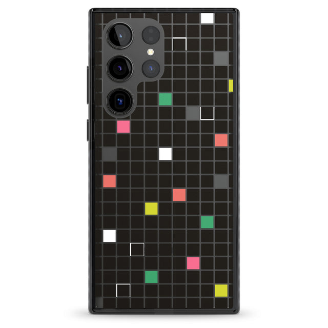 Vibrant Black Geometric Grid Impact Phone Case for Samsung Galaxy S24 Ultra , Samsung Galaxy S23 Ultra, Samsung Galaxy S22 Ultra