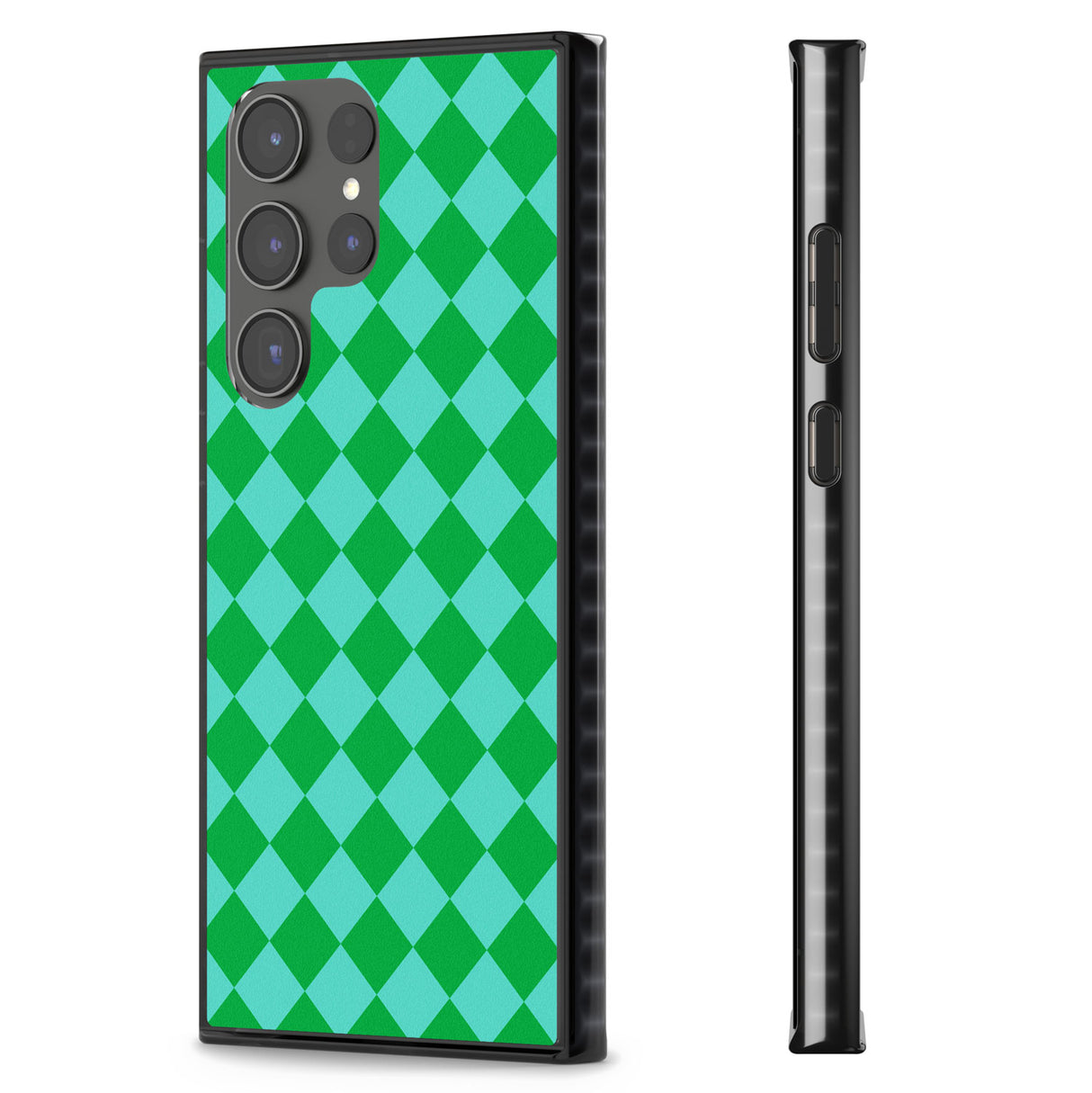 Retro Green Diamond Plaid Impact Phone Case for Samsung Galaxy S24 Ultra , Samsung Galaxy S23 Ultra, Samsung Galaxy S22 Ultra