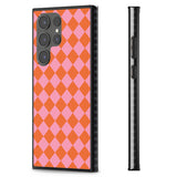 Retro Sunset Diamond Plaid Impact Phone Case for Samsung Galaxy S24 Ultra , Samsung Galaxy S23 Ultra, Samsung Galaxy S22 Ultra