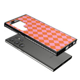 Retro Sunset Diamond Plaid Impact Phone Case for Samsung Galaxy S24 Ultra , Samsung Galaxy S23 Ultra, Samsung Galaxy S22 Ultra